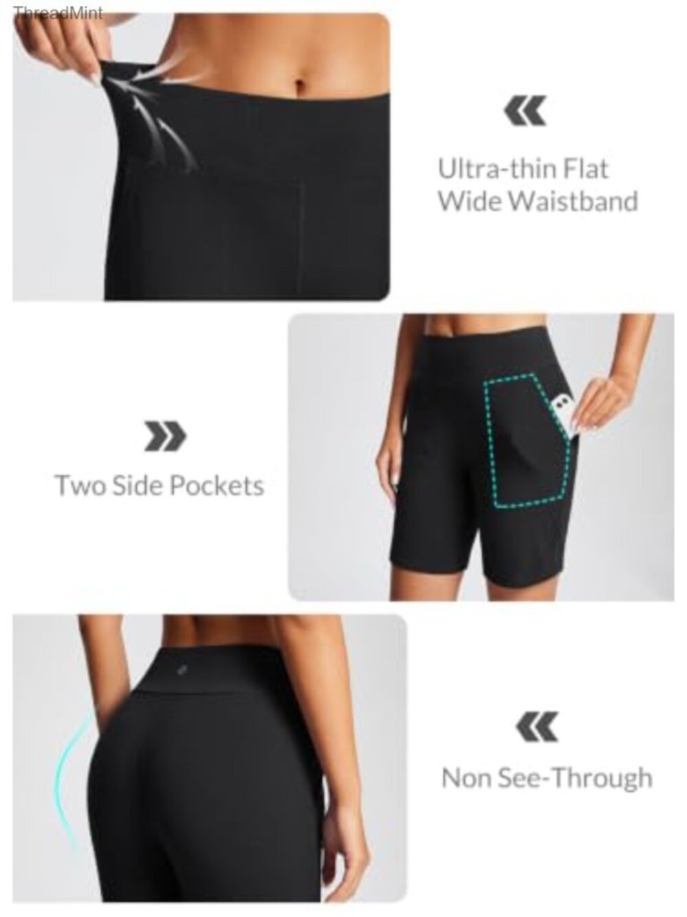 Women's 8" Bermuda Shorts High Waist Cotton Spandex Athletic Running Yoga Phone - Picture 4 of 6
